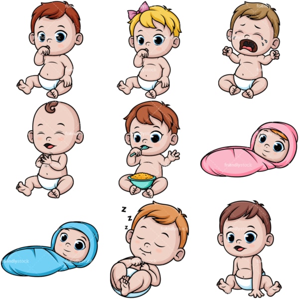 Cute Babies Cartoon Vector Clipart - FriendlyStock
