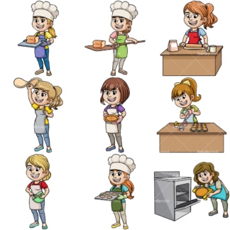 Women baking. PNG - JPG and vector EPS file formats (infinitely scalable). Image isolated on transparent background.