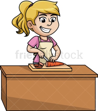 Woman chopping carrot. PNG - JPG and vector EPS (infinitely scalable).