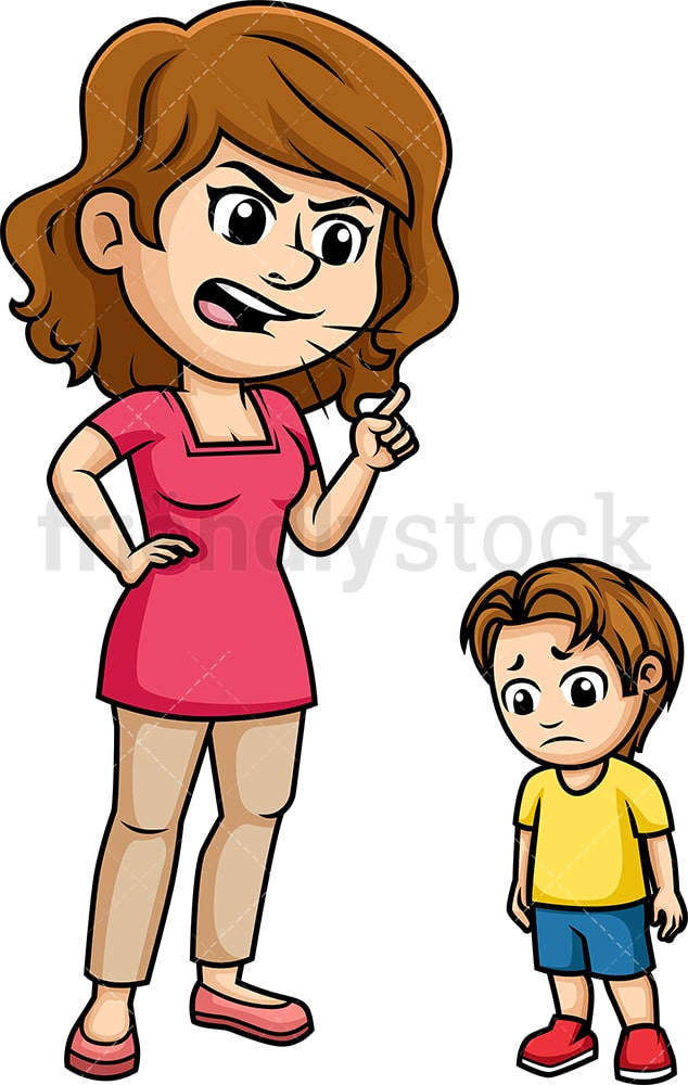 Mom Scolding Her Child Cartoon Vector Clipart - FriendlyStock