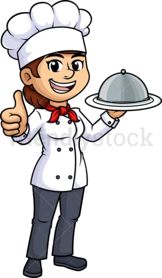 Female chef thumbs up. PNG - JPG and vector EPS (infinitely scalable).
