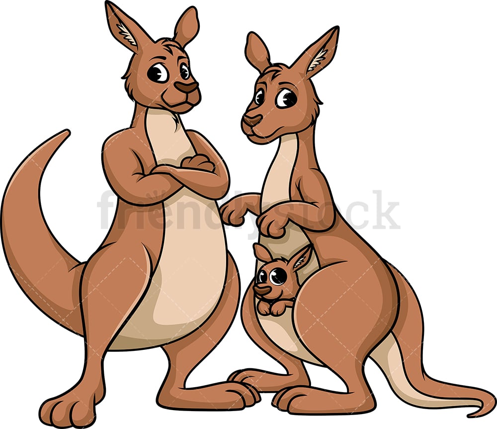 Kangaroo Family Cartoon Clipart Vector - FriendlyStock