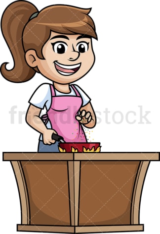 Woman salting food. PNG - JPG and vector EPS (infinitely scalable).