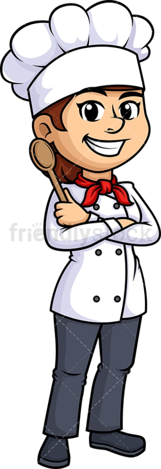 Female chef holding platter. PNG - JPG and vector EPS (infinitely scalable).