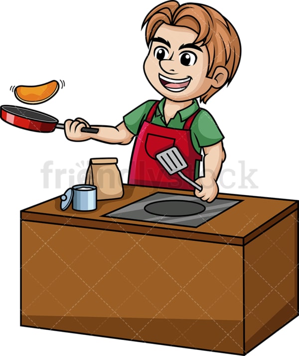 Man making pancakes. PNG - JPG and vector EPS (infinitely scalable).