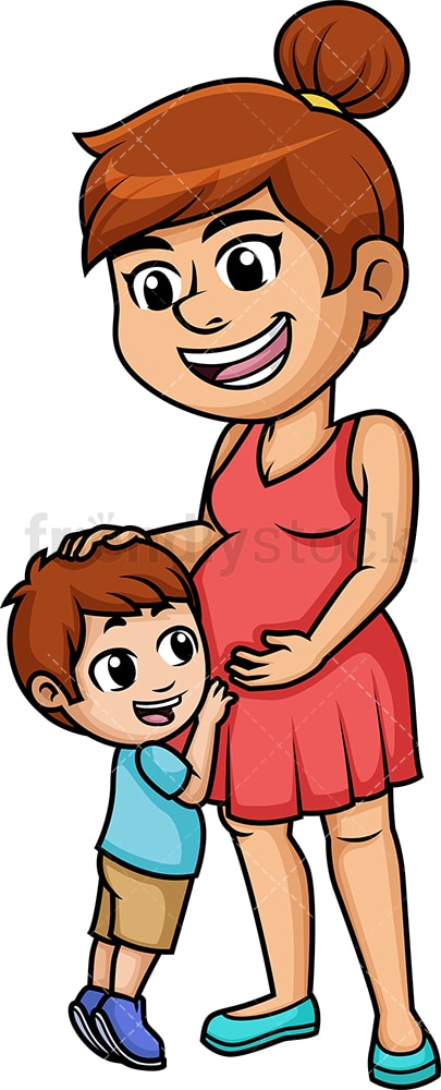 Pregnant Mom Cartoon Vector Clipart - FriendlyStock