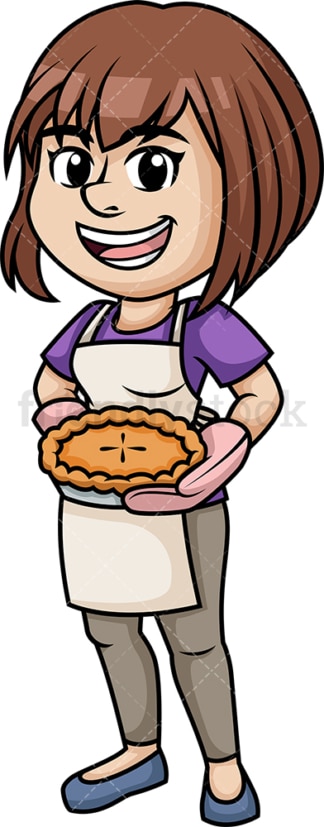 Woman holding baked apple pie. PNG - JPG and vector EPS (infinitely scalable). Image isolated on transparent background.