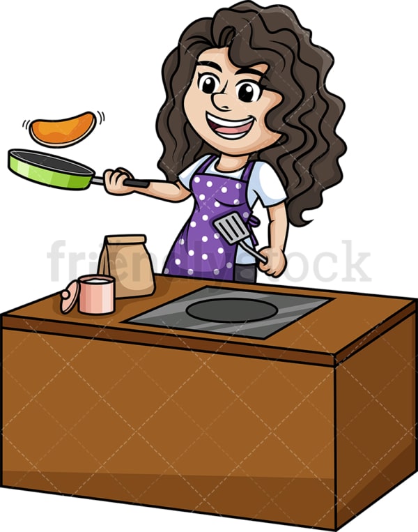 Woman making pancakes. PNG - JPG and vector EPS (infinitely scalable).