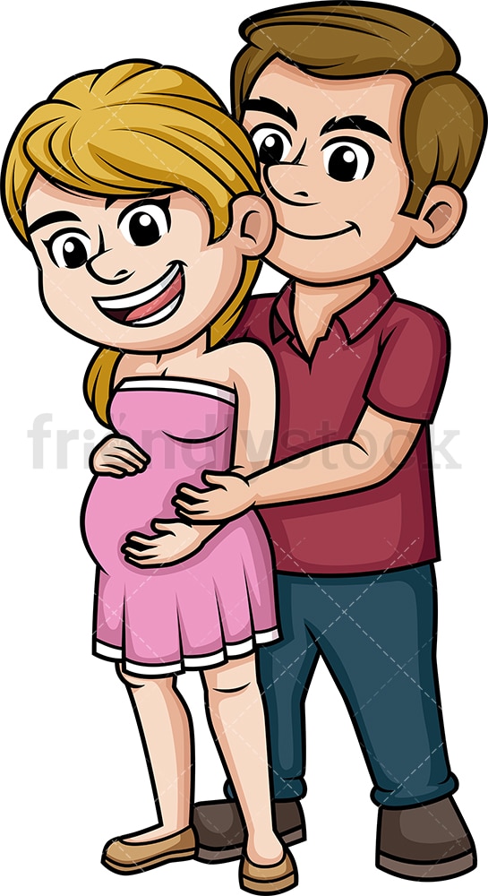 Cute Pregnant Couple Cartoon Clipart Vector - FriendlyStock