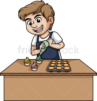 Man making cupcakes. PNG - JPG and vector EPS (infinitely scalable). Image isolated on transparent background.