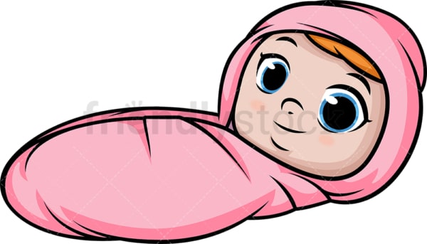 Newborn Baby Girl Cartoon Clipart Vector - FriendlyStock