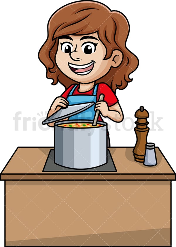 Woman cooking soup. PNG - JPG and vector EPS (infinitely scalable).