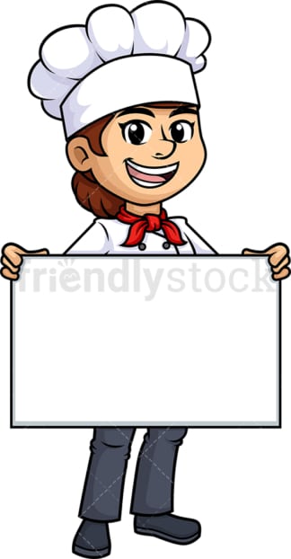 Female Chef Pointing To The Side Cartoon Clipart Vector - FriendlyStock