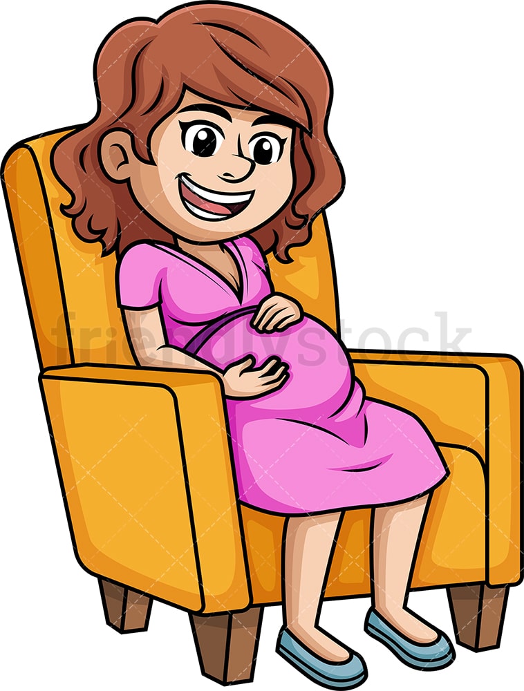Happy Pregnant Woman Cartoon Clipart Vector - FriendlyStock