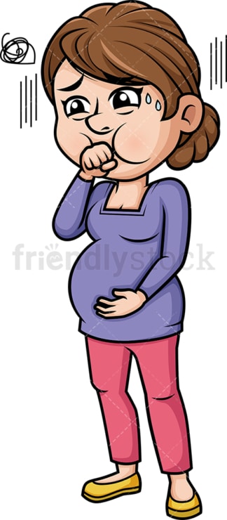 Nauseous pregnant woman morning sickness. PNG - JPG and vector EPS (infinitely scalable).