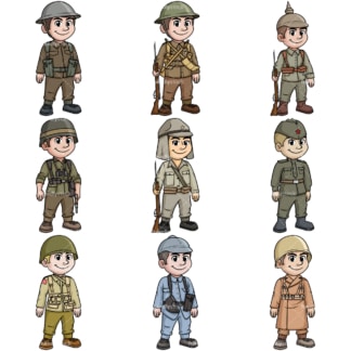 Soldiers from World War 1 and 2. PNG - JPG and vector EPS file formats (infinitely scalable).
