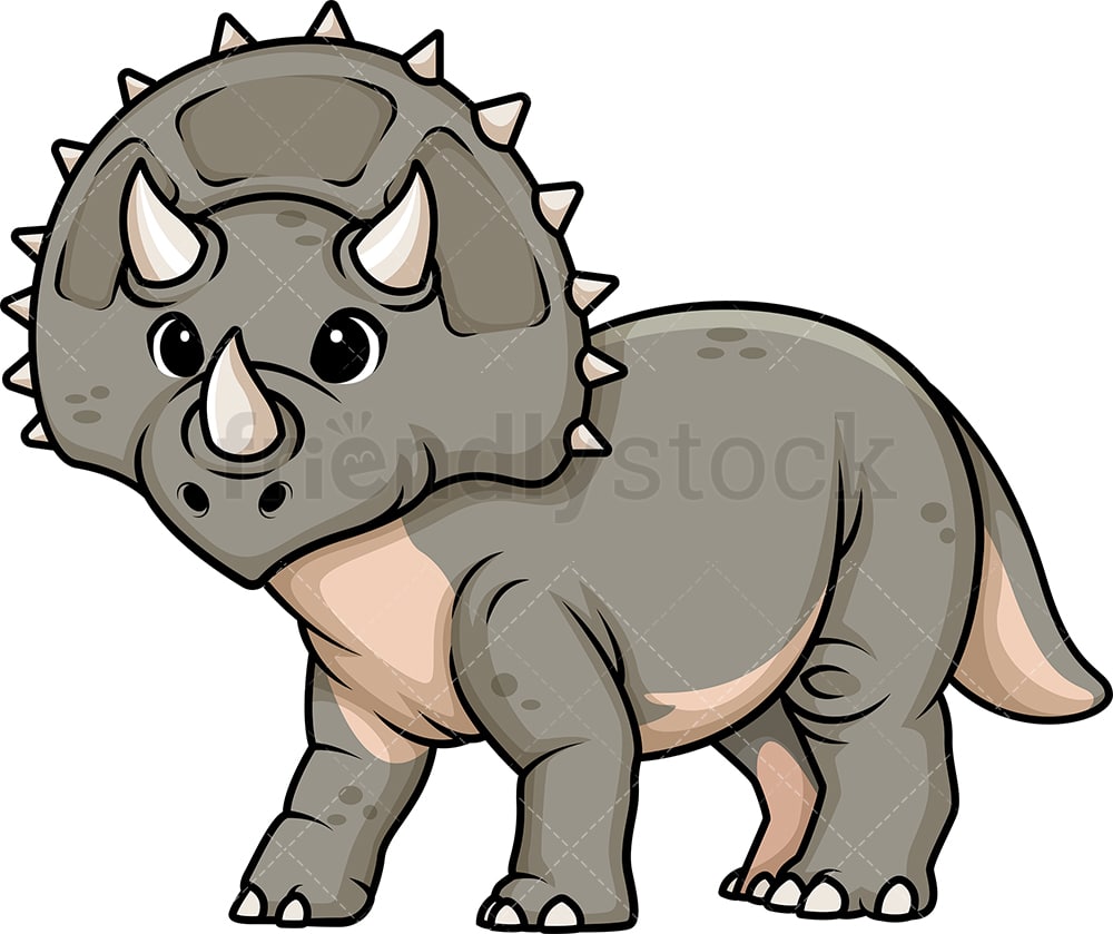 Adorable Triceratops Dinosaur Cartoon Clipart Vector Friendlystock