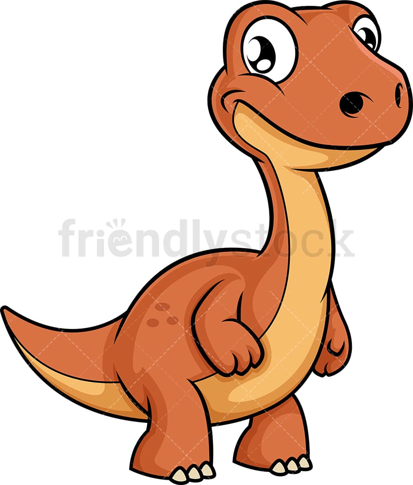 Lindo bebé dinosaurio dibujos animados Clipart Vector - FriendlyStock