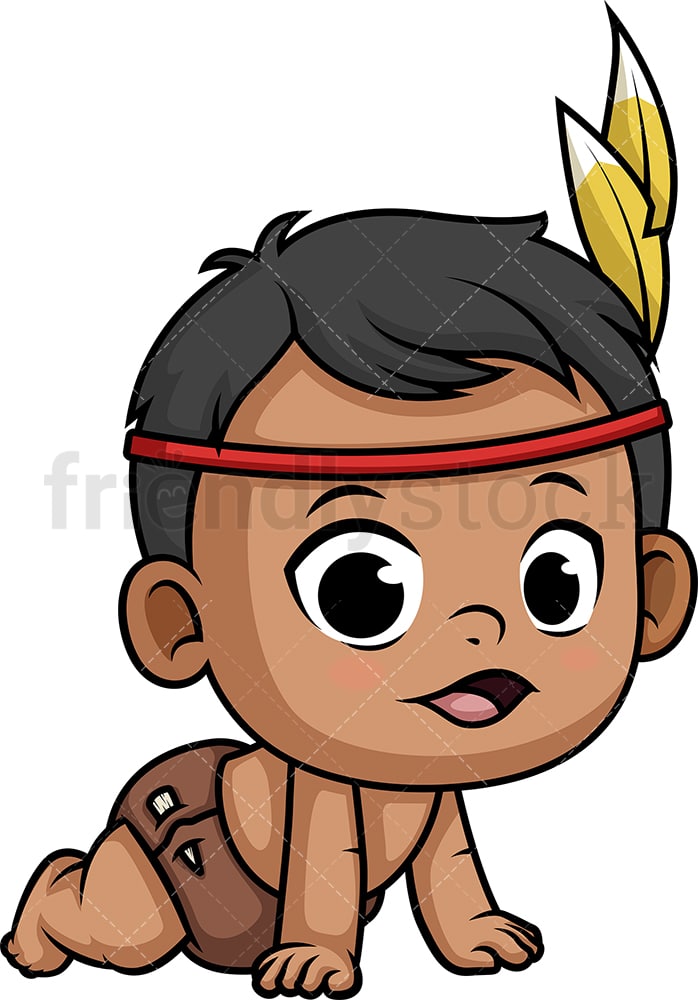 Native American Indian Baby Cartoon Clipart Vector - FriendlyStock
