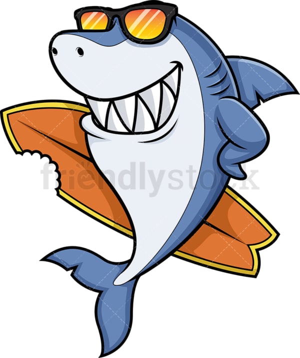Squalo Surfista Che Tiene Tavola Da Surf Cartoon Clipart Vector -  FriendlyStock