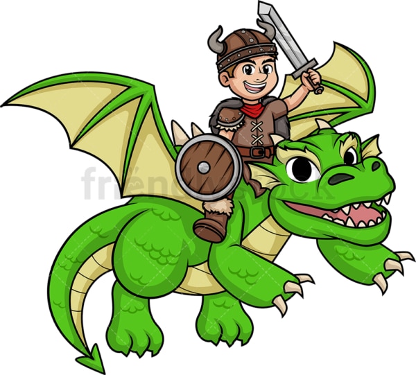 Viking riding dragon. PNG - JPG and vector EPS (infinitely scalable). Image isolated on transparent background.