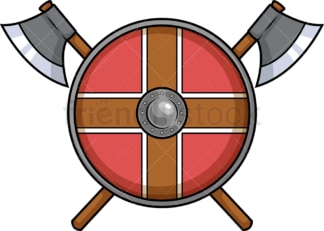 Viking shield with axes. PNG - JPG and vector EPS (infinitely scalable). Image isolated on transparent background.