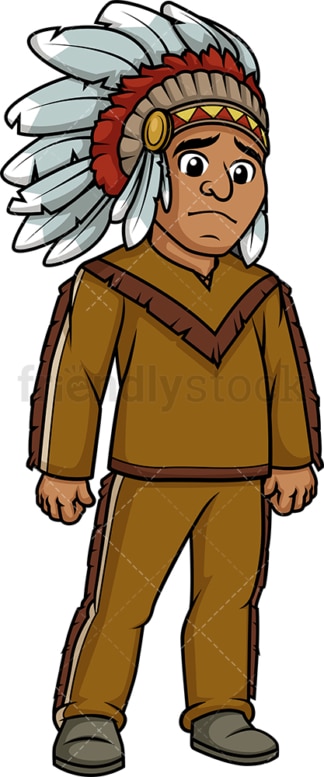 Sad native american indian man. PNG - JPG and vector EPS (infinitely scalable).