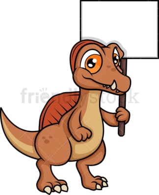 Dinosaur holding empty sign. PNG - JPG and vector EPS (infinitely scalable).
