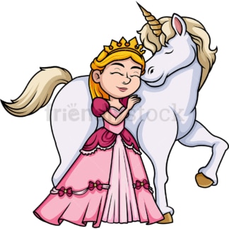 Princess hugging unicorn. PNG - JPG and vector EPS (infinitely scalable). Image isolated on transparent background.