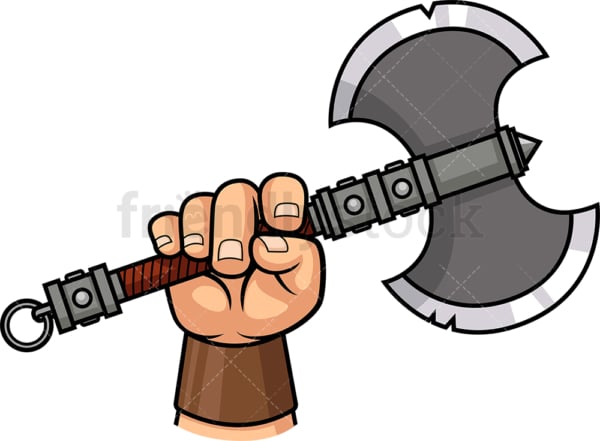 Viking hand holding war axe. PNG - JPG and vector EPS (infinitely scalable). Image isolated on transparent background.