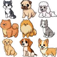 Kawaii Dogs Cartoon Vector Clipart FriendlyStock