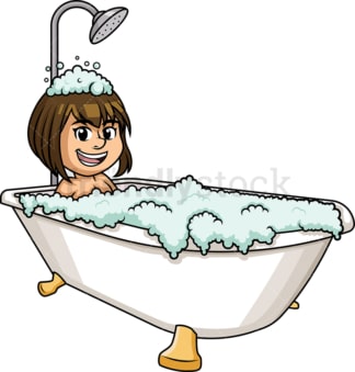 Caucasian woman having a bath. PNG - JPG and vector EPS (infinitely scalable).