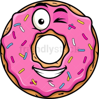 Winking and smiling donut emoticon. PNG - JPG and vector EPS file formats (infinitely scalable). Image isolated on transparent background.