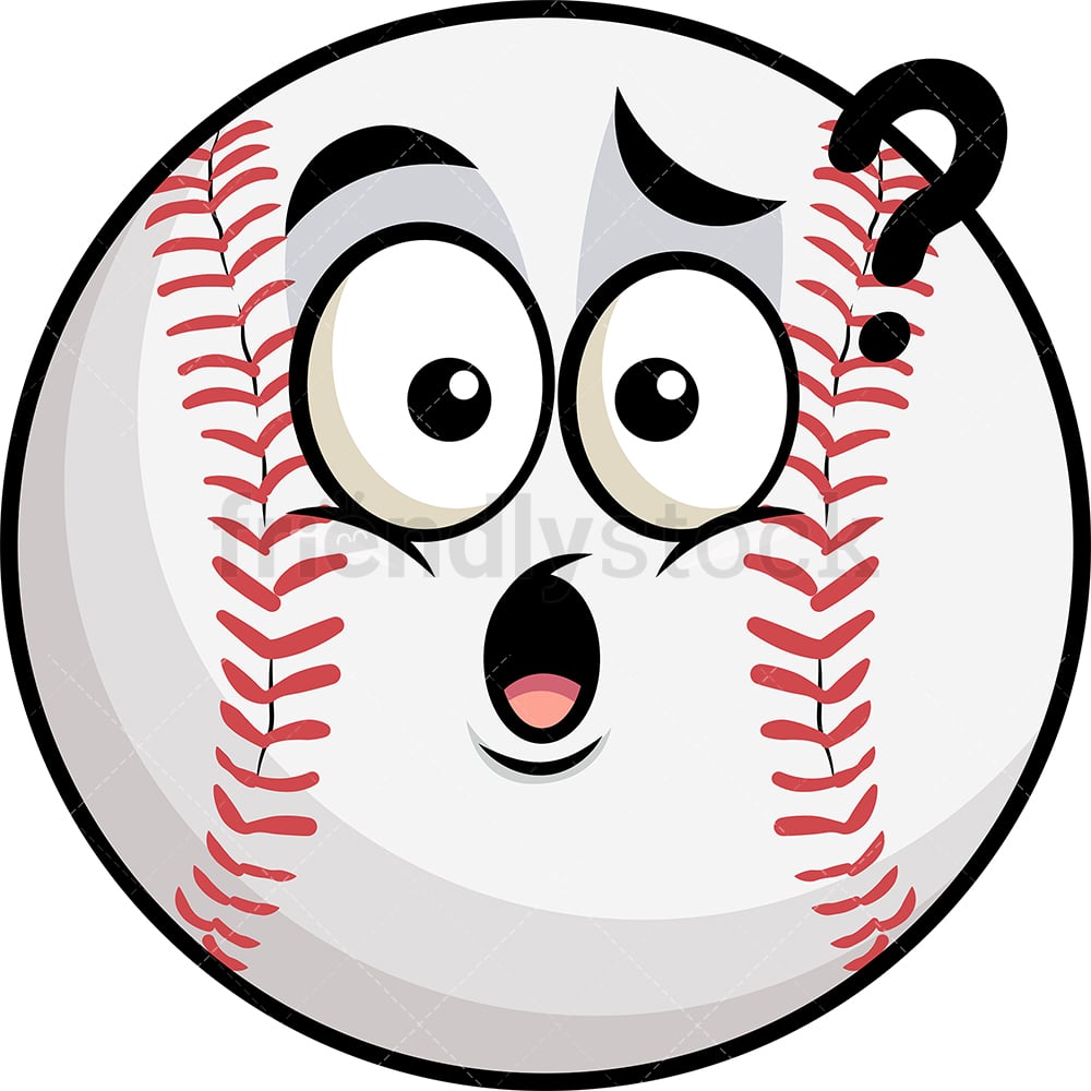 Confused baseball emoticon. PNG - JPG and vector EPS file formats (infinitely scalable). Image isolated on transparent background.