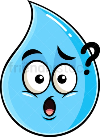 Confused raindrop emoticon. PNG - JPG and vector EPS file formats (infinitely scalable). Image isolated on transparent background.
