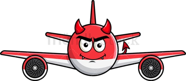 Crafty devil airplane emoticon. PNG - JPG and vector EPS file formats (infinitely scalable). Image isolated on transparent background.