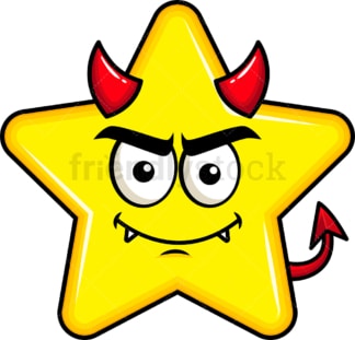 Crafty devil star emoticon. PNG - JPG and vector EPS file formats (infinitely scalable). Image isolated on transparent background.