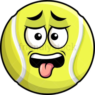 Disgusted tennis ball emoticon. PNG - JPG and vector EPS file formats (infinitely scalable). Image isolated on transparent background.