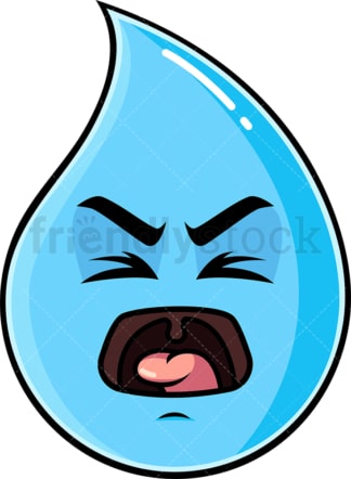 Yelling raindrop emoticon. PNG - JPG and vector EPS file formats (infinitely scalable). Image isolated on transparent background.
