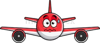 Nervous airplane emoticon. PNG - JPG and vector EPS file formats (infinitely scalable). Image isolated on transparent background.