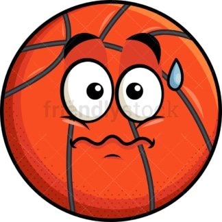 Nervous basketball emoticon. PNG - JPG and vector EPS file formats (infinitely scalable). Image isolated on transparent background.
