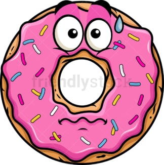 Nervous donut emoticon. PNG - JPG and vector EPS file formats (infinitely scalable). Image isolated on transparent background.