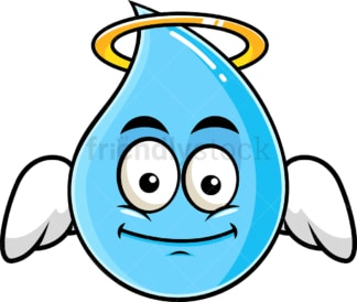 With wings and halo raindrop emoticon. PNG - JPG and vector EPS file formats (infinitely scalable). Image isolated on transparent background.