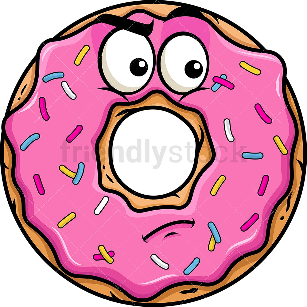 Irritated donut emoticon. PNG - JPG and vector EPS file formats (infinitely scalable). Image isolated on transparent background.