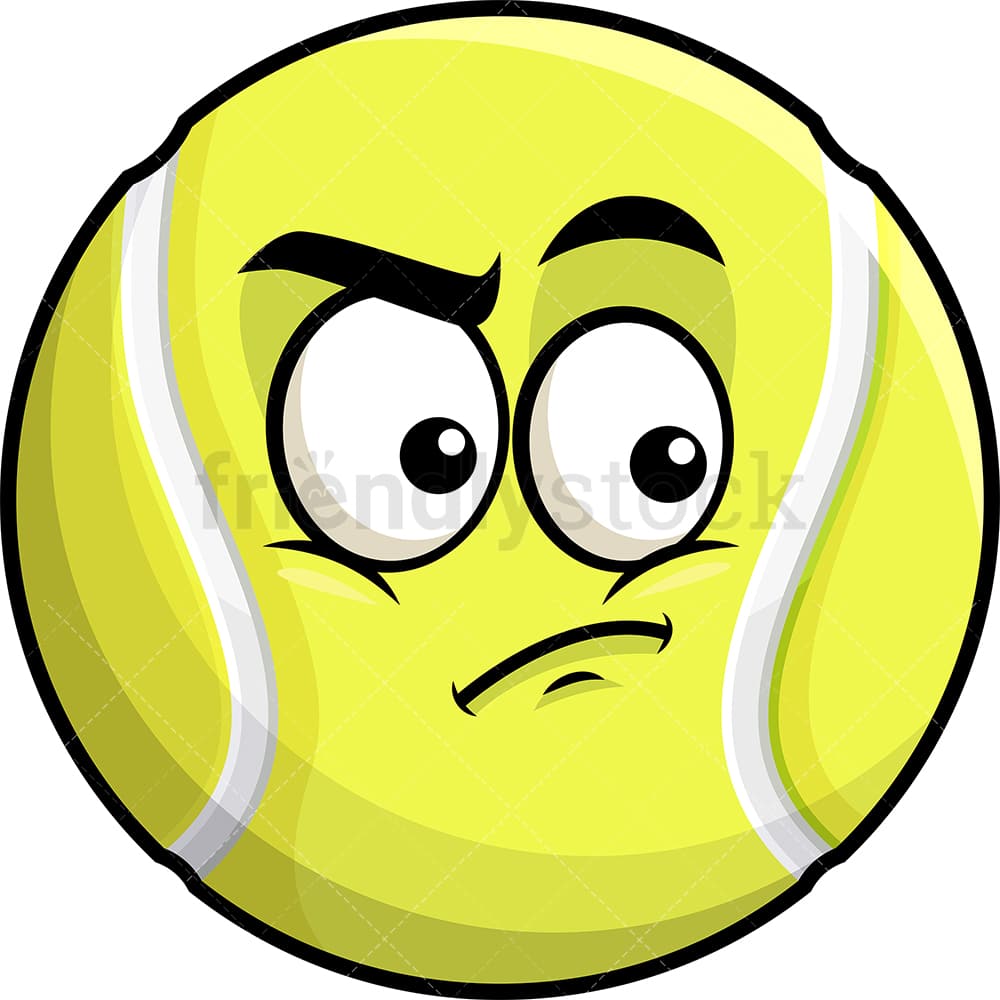 Irritated tennis ball emoticon. PNG - JPG and vector EPS file formats (infinitely scalable). Image isolated on transparent background.
