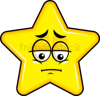Depressed star emoticon. PNG - JPG and vector EPS file formats (infinitely scalable). Image isolated on transparent background.