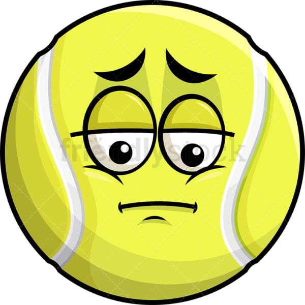 Depressed tennis ball emoticon. PNG - JPG and vector EPS file formats (infinitely scalable). Image isolated on transparent background.