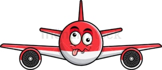 Goofy crazy eyes airplane emoticon. PNG - JPG and vector EPS file formats (infinitely scalable). Image isolated on transparent background.