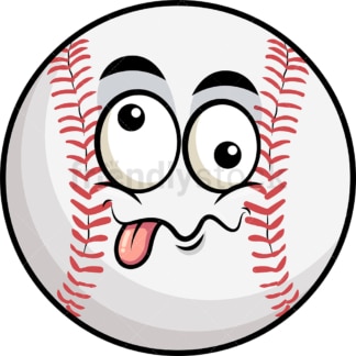Goofy crazy eyes baseball emoticon. PNG - JPG and vector EPS file formats (infinitely scalable). Image isolated on transparent background.