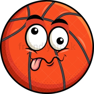 Goofy crazy eyes basketball emoticon. PNG - JPG and vector EPS file formats (infinitely scalable). Image isolated on transparent background.